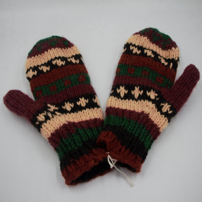 Prismatic Nepalese wool hand knitted winter gloves - Clothing in Nepal ...